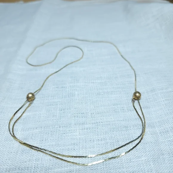 Vintage Herringbone Chain Necklace Adjustable Length Gold Tone 26" - Picture 2 of 7